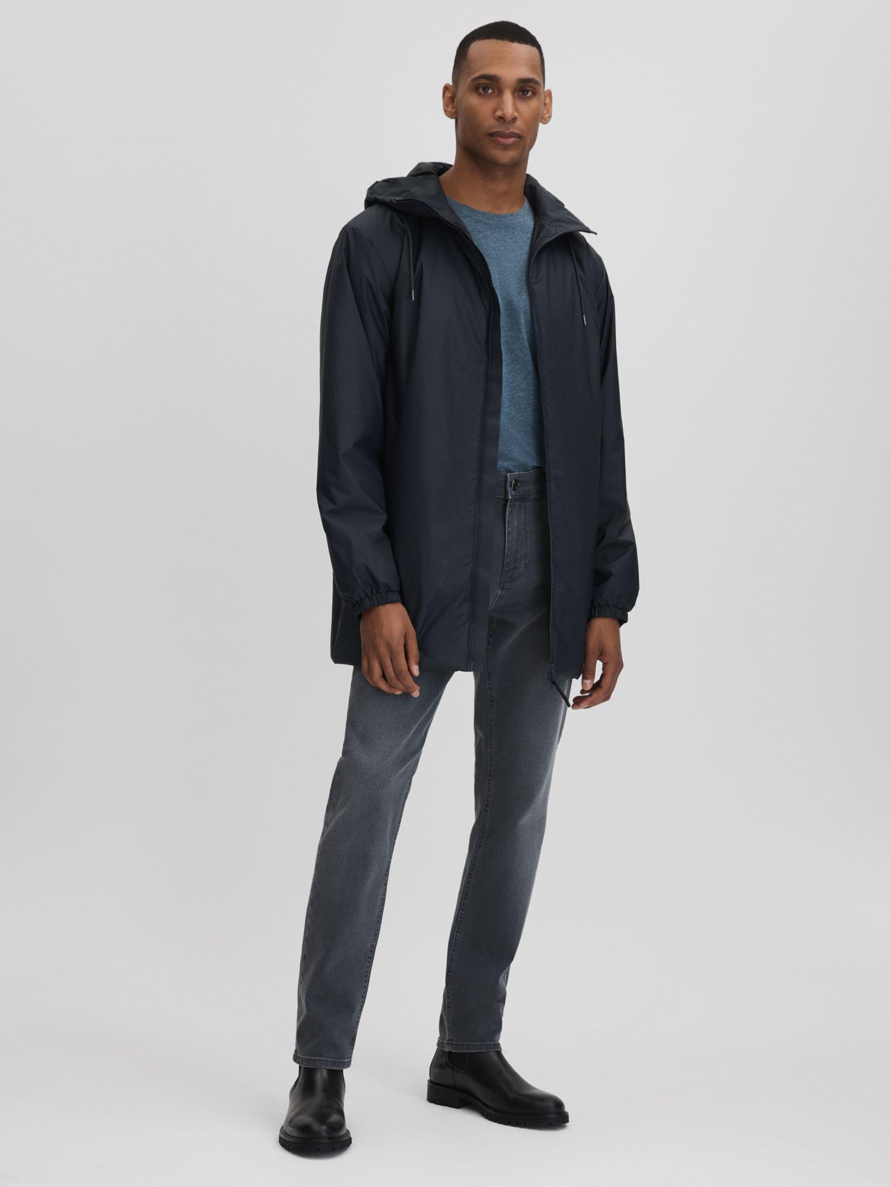 Rains Waterproof Long Jacket in Navy Product Image