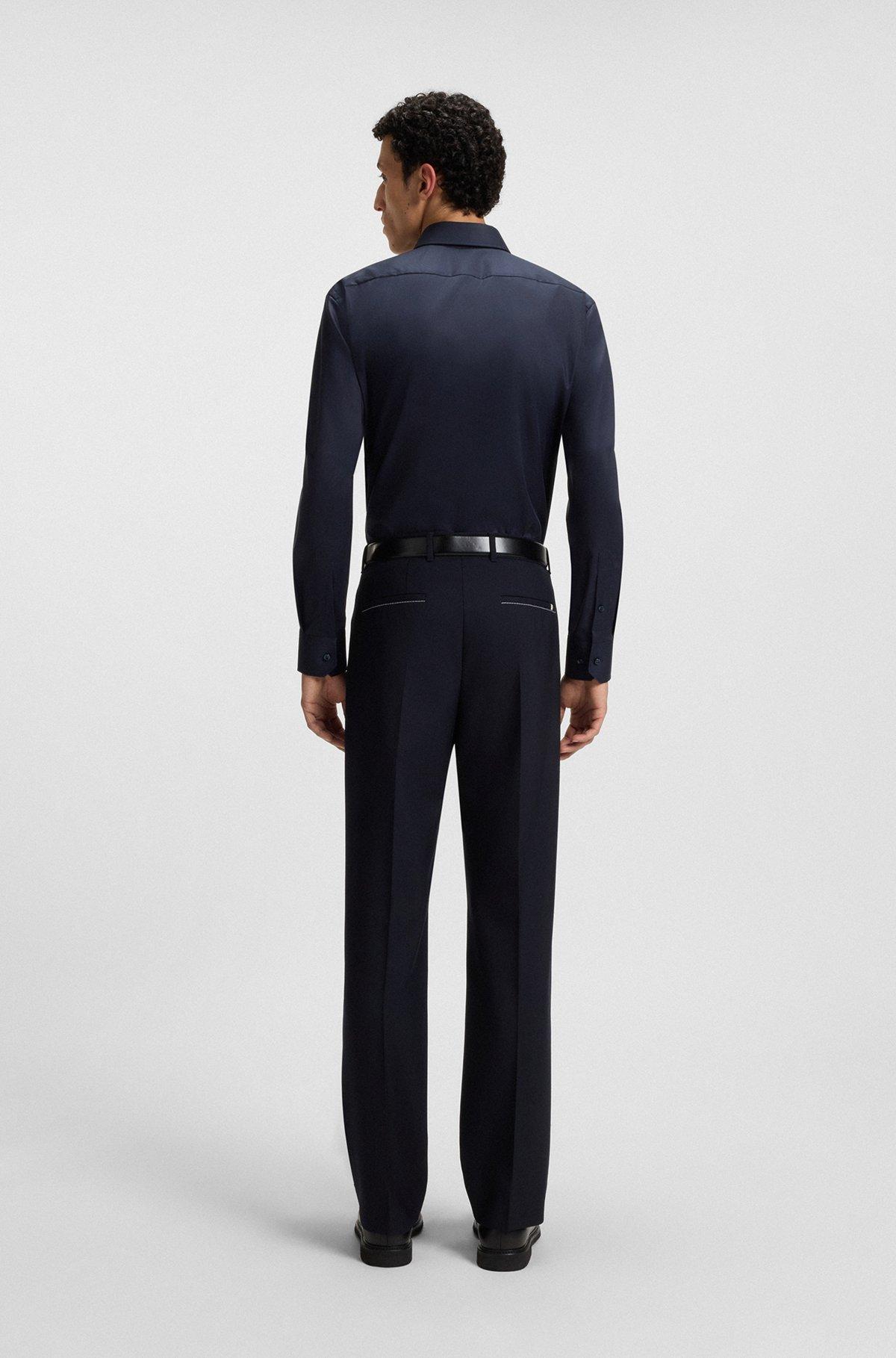 BOSS - Regular-fit shirt in easy-iron cotton poplin - Dark Blue Product Image