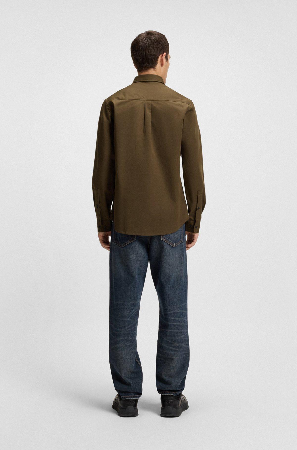 HUGO - Relaxed-fit shirt in soft twill with Kent collar - Light Green Product Image