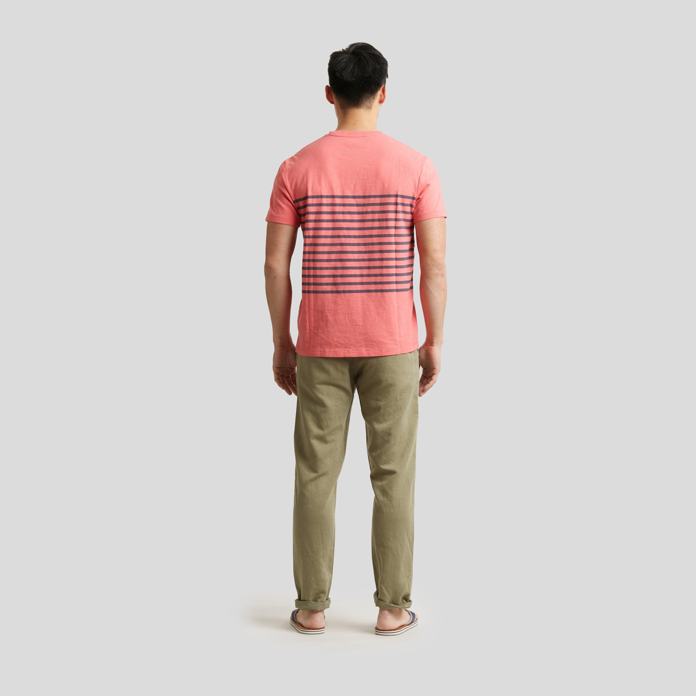 Breton Stripe Tee - Navy Print on Faded Red * Product Image