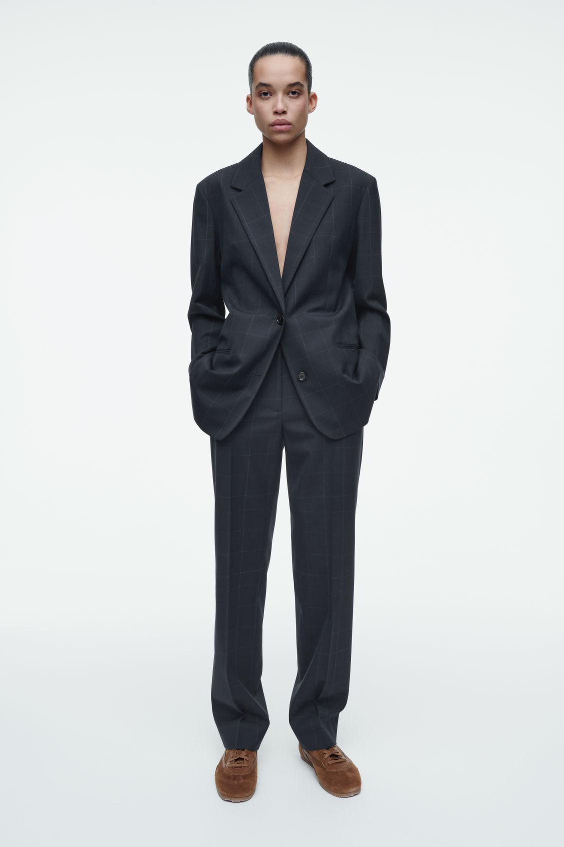 WINDOWPANE-CHECK STRAIGHT-LEG PANTS Product Image