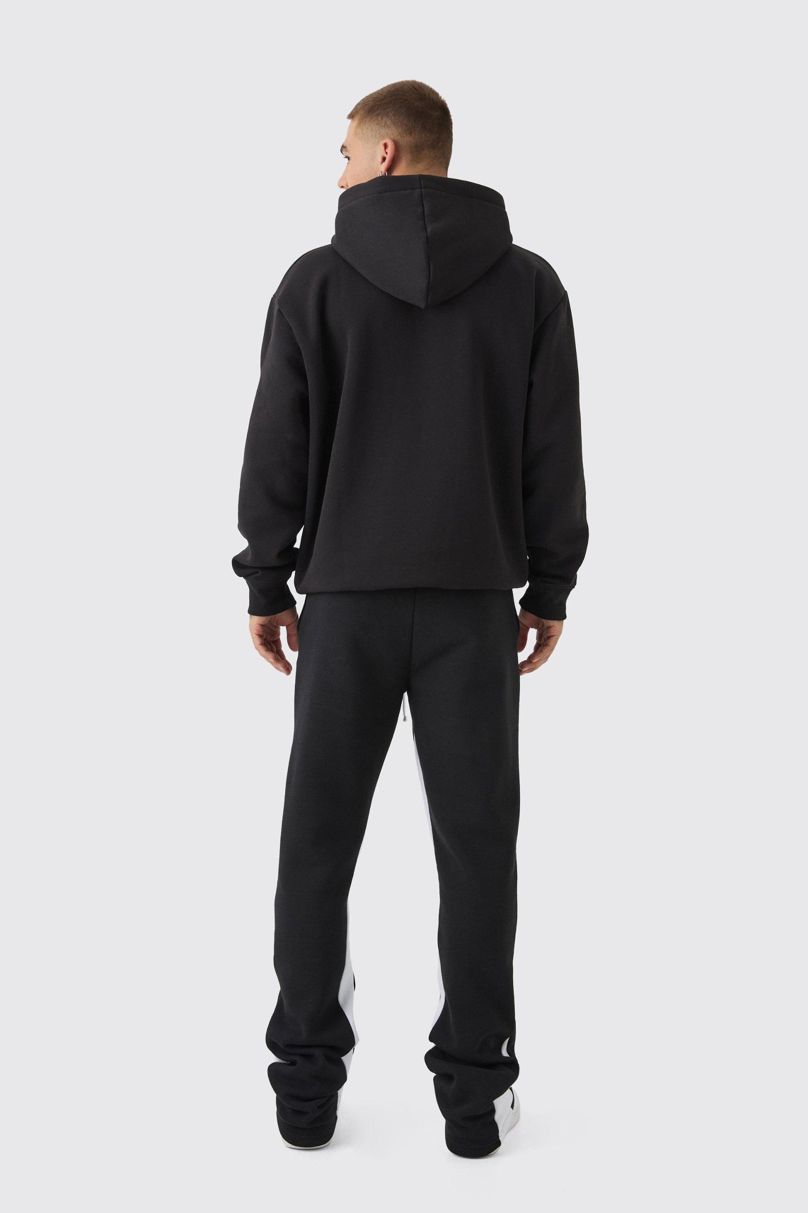 Slim Flared Stacked Fit Man Paint Splatter Flared Sweatpants | boohooMAN USA Product Image