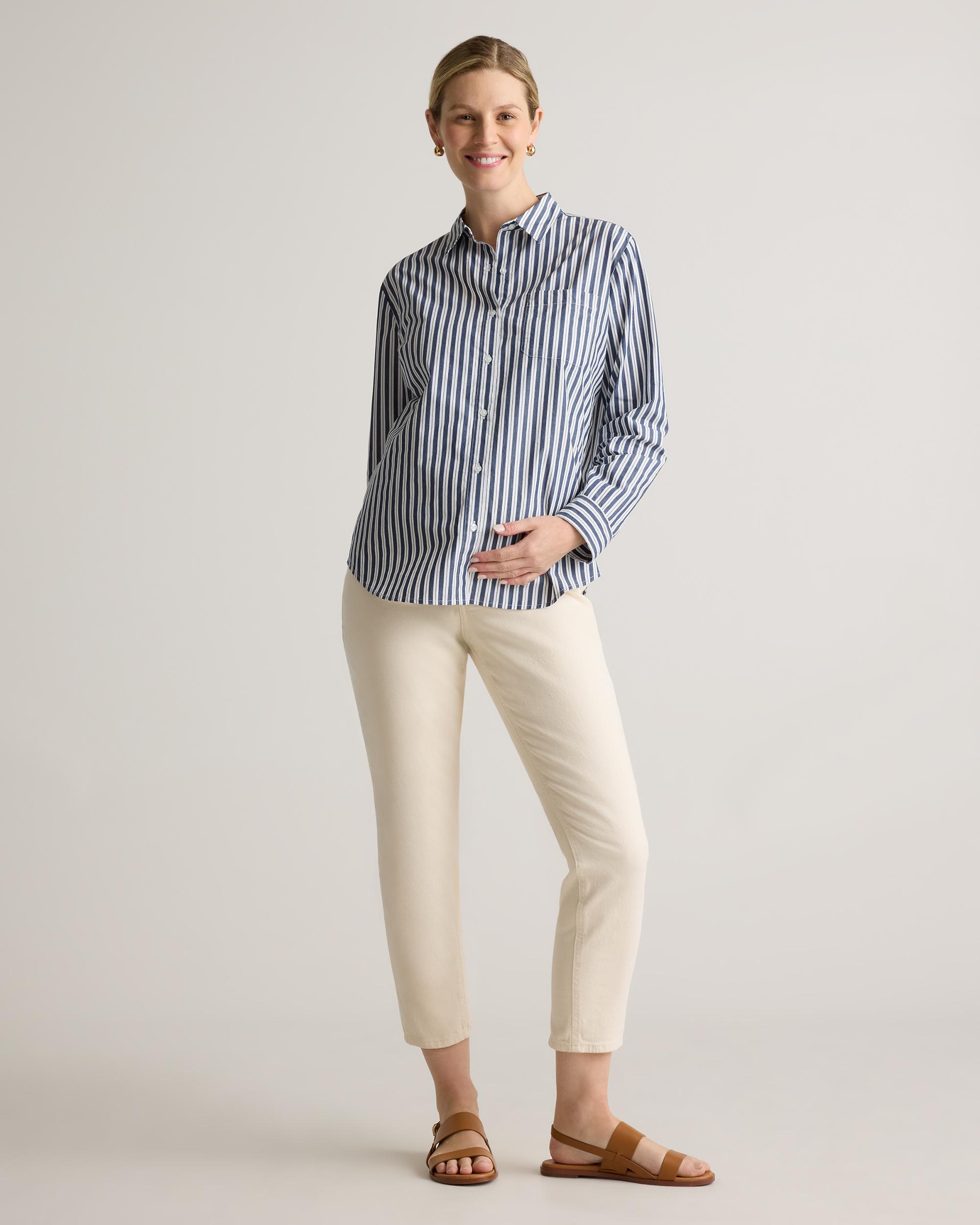Quince | Women's Poplin Maternity Long Sleeve Shirt Size XL, Organic Cotton Product Image