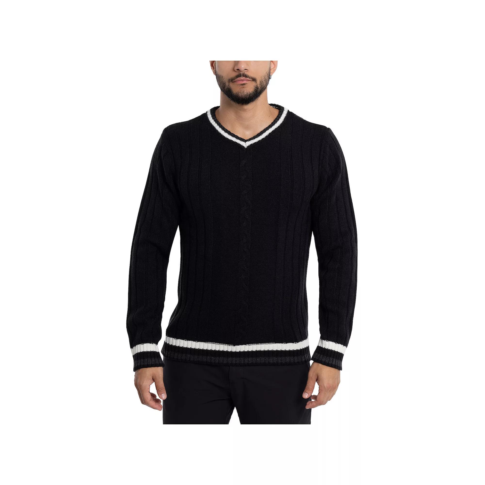 Men's Xray Cable Knit Tipped V-Neck Sweater,  Product Image