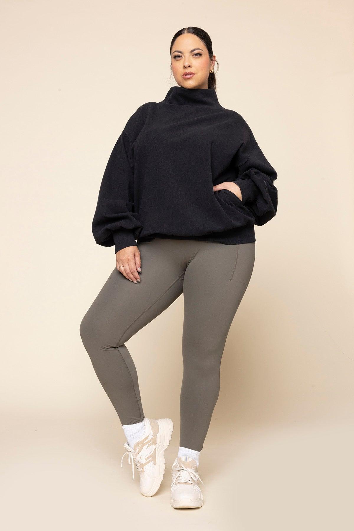 Ooey Gooey Mockneck Sweatshirt with Pockets - Black Product Image