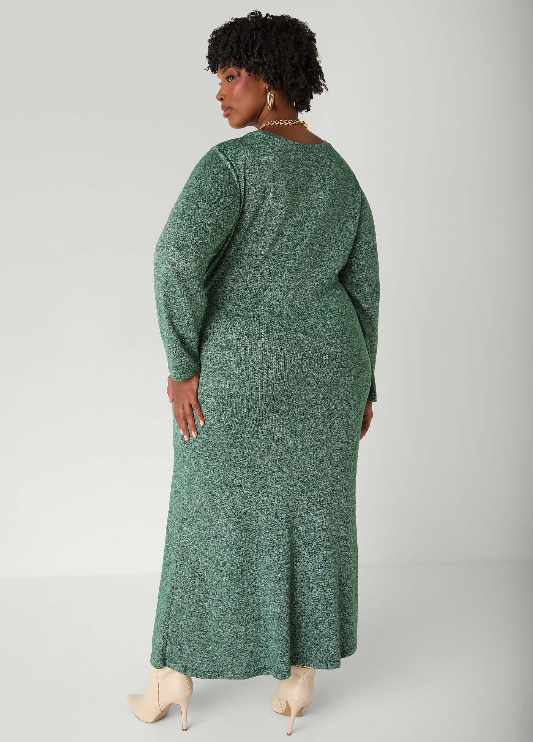 Gathered Marled T Shirt Maxi Dress Product Image