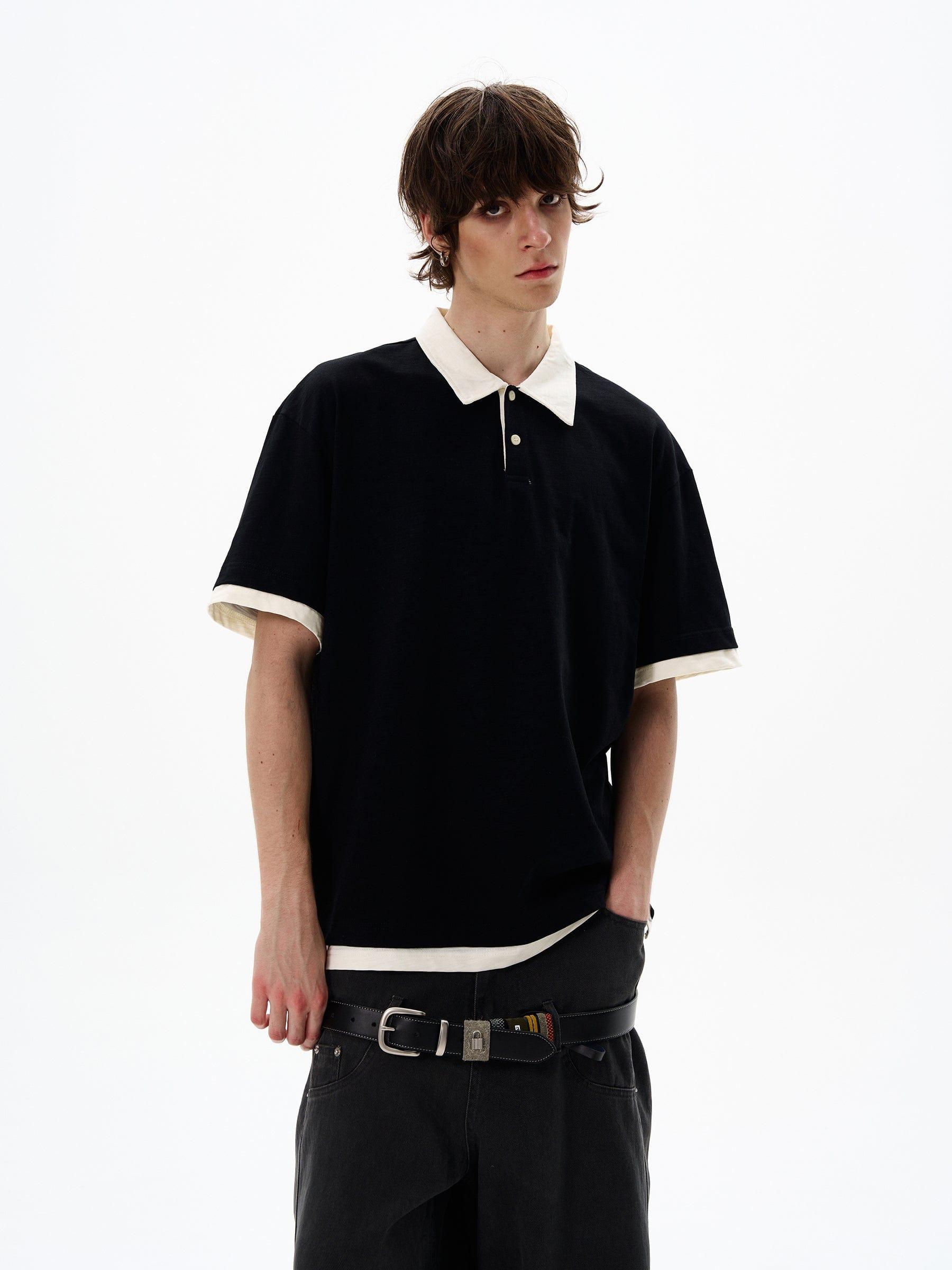 RT No. 12694 CONTRAST HENRY COLLAR SHORT SLEEVE Product Image