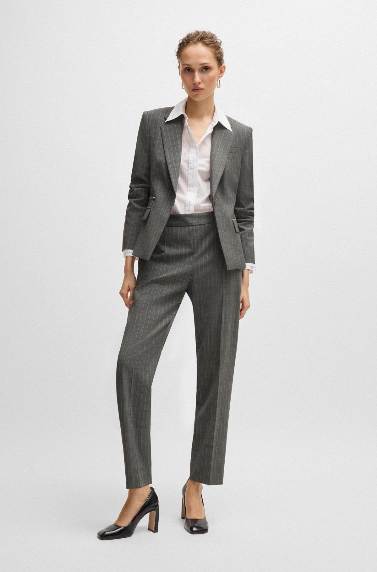 BOSS - Slim-fit jacket in striped wool - Patterned Product Image