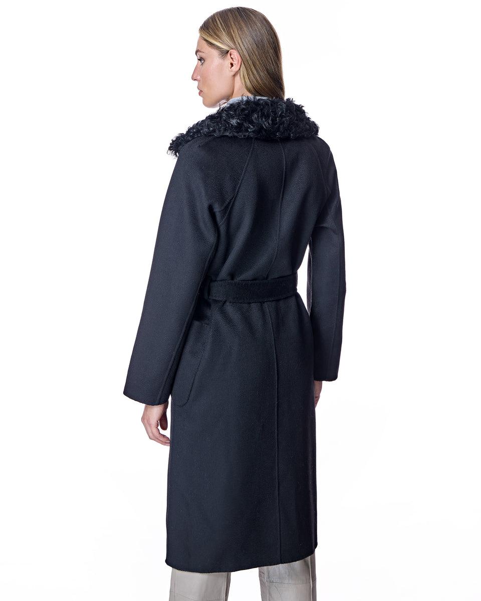 Wool Short Coat with Shearling Collar Product Image