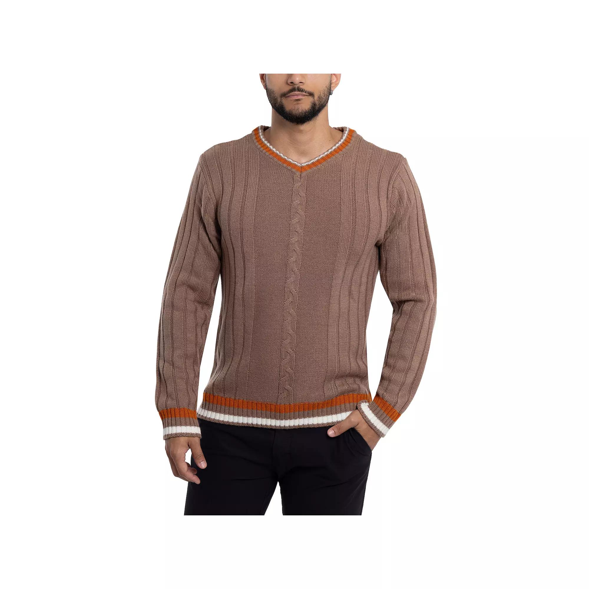Men's Xray Cable Knit Tipped V-Neck Sweater,  Product Image