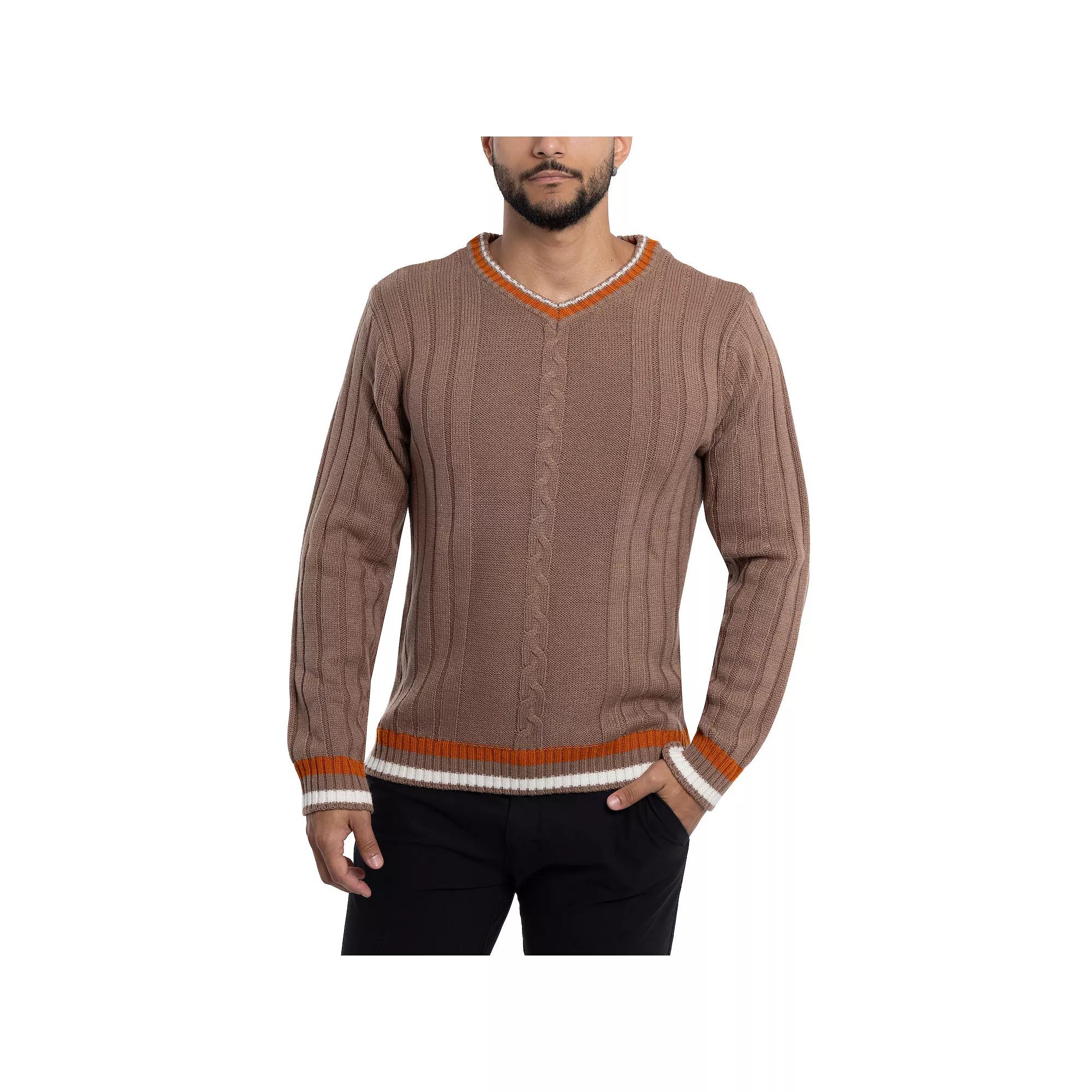 Men's Xray Cable Knit Tipped V-Neck Sweater,  Product Image
