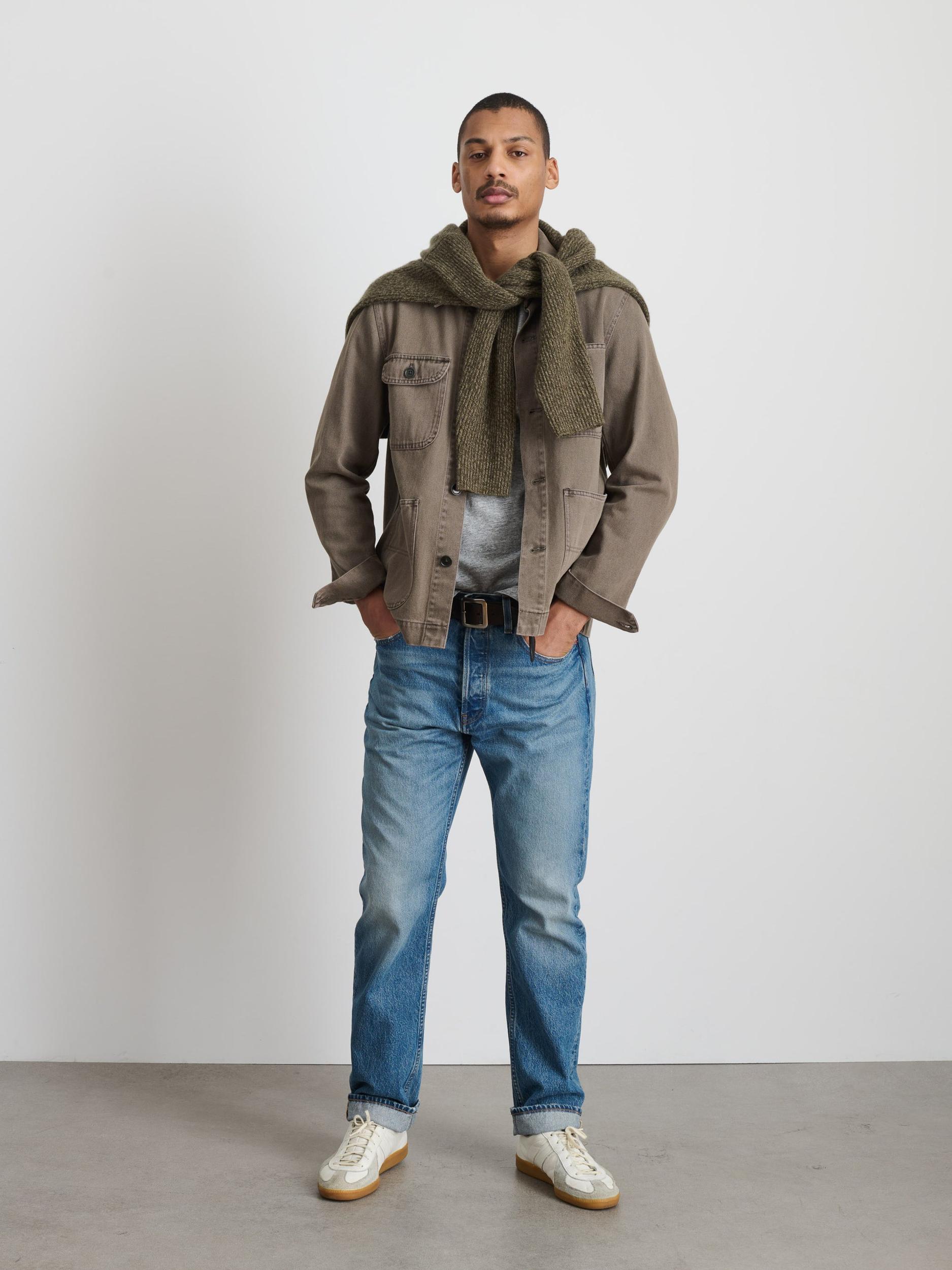 Garment Dyed Work Jacket in Recycled Denim Product Image