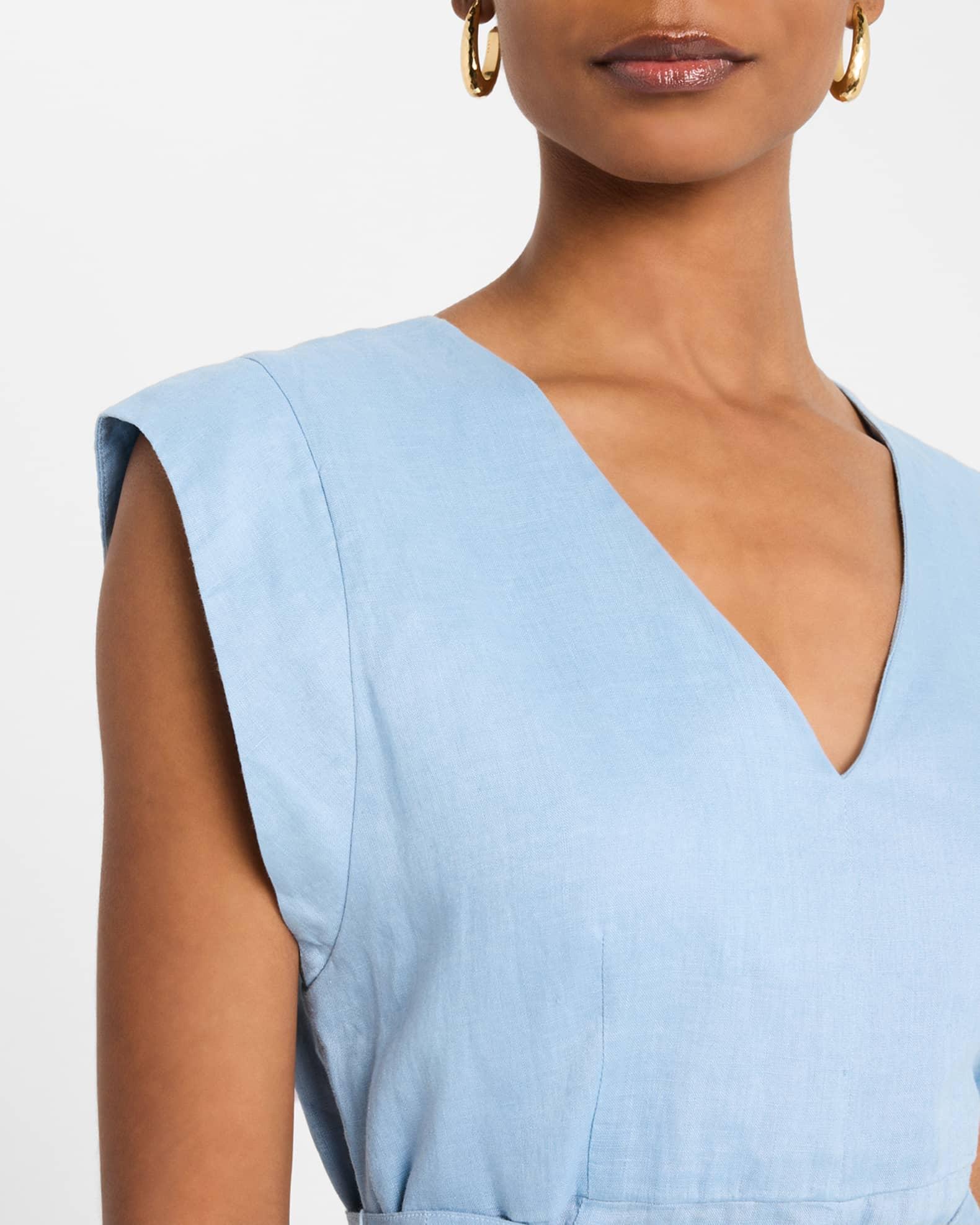 Beverly Tie-Waist Washed Linen Midi Dress Product Image