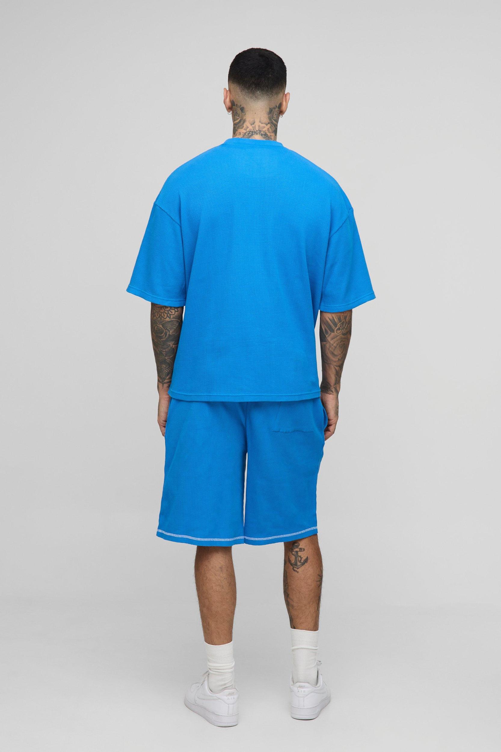 Tall Oversized Boxy Waffle Graphic T-Shirt & Oversized Short Set | boohooMAN USA Product Image
