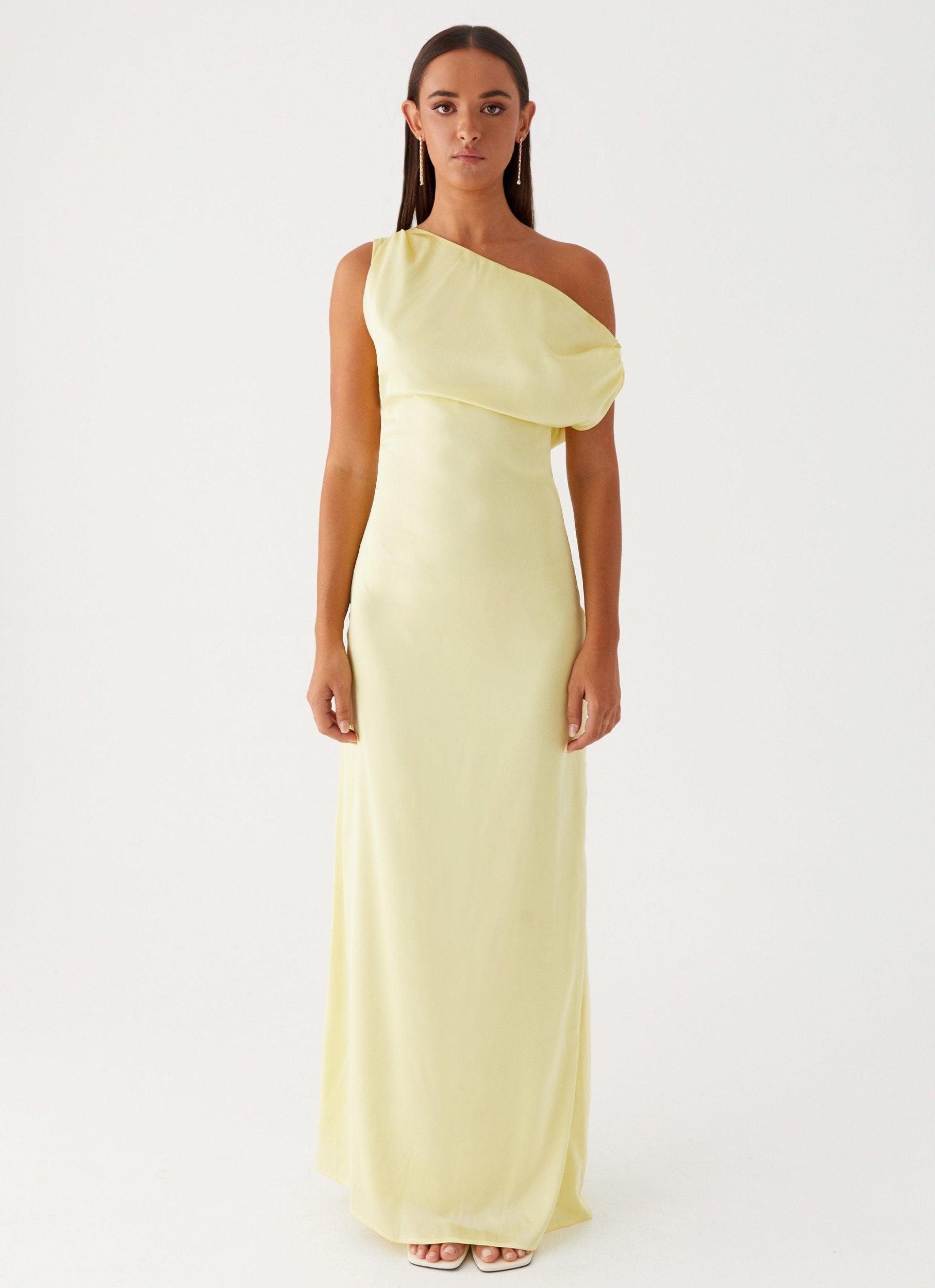 Heart Of Glass Satin Maxi Dress - Yellow Product Image