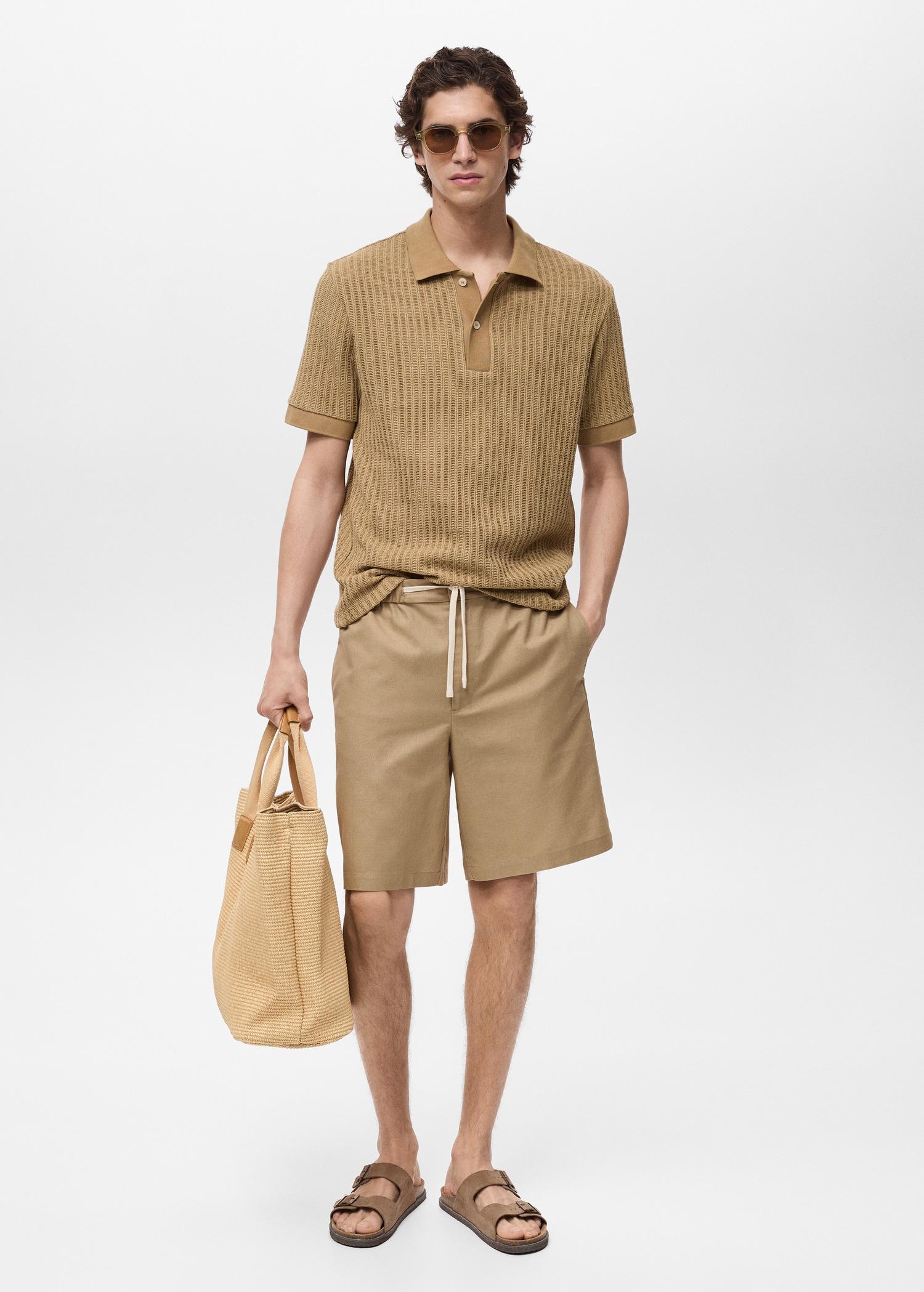 Cotton-linen blend bermuda shorts - Men | MANGO USA Product Image