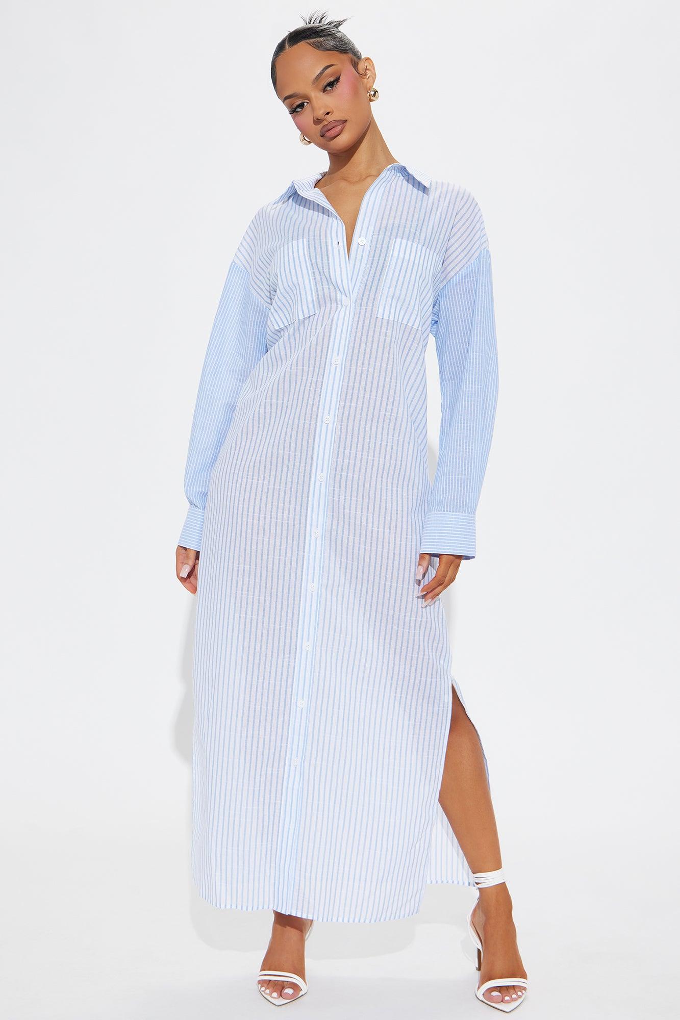 Odette Shirt Maxi Dress - Blue/combo Product Image