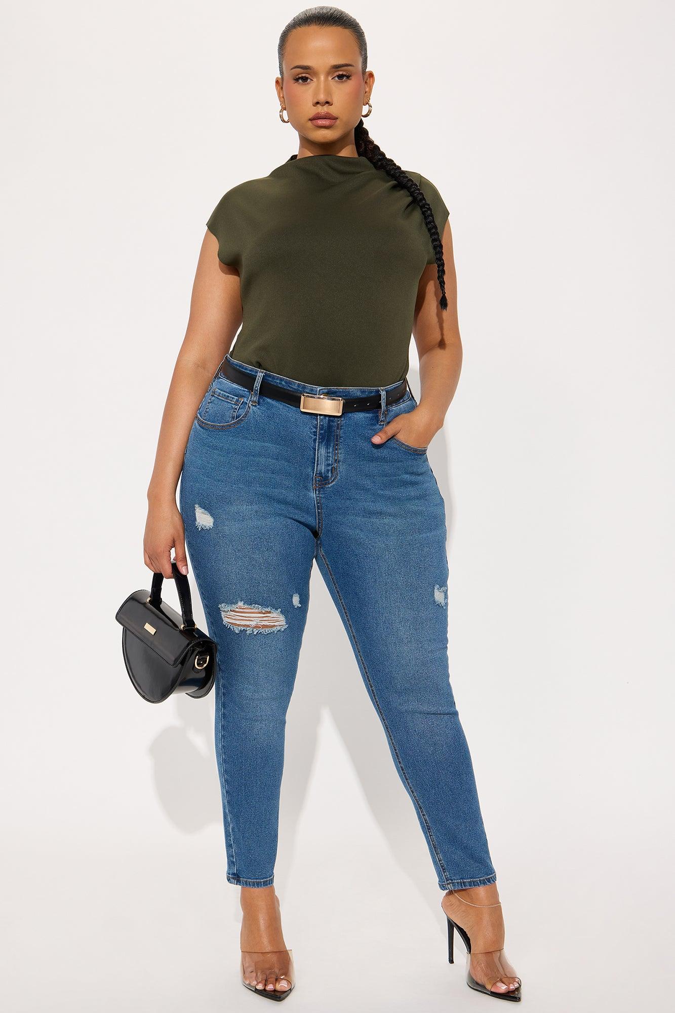 Fern Short Sleeve Mock Neck Bodysuit - Olive Female Product Image