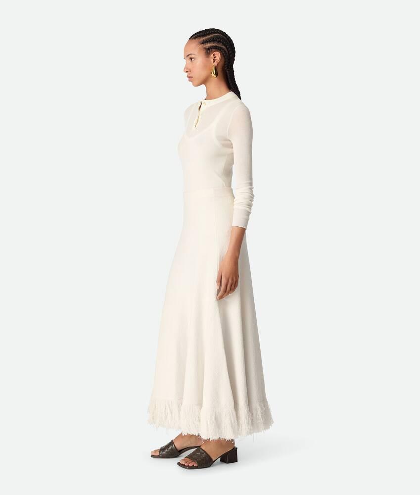 Women's Cotton Bouclé Skirt in White Product Image