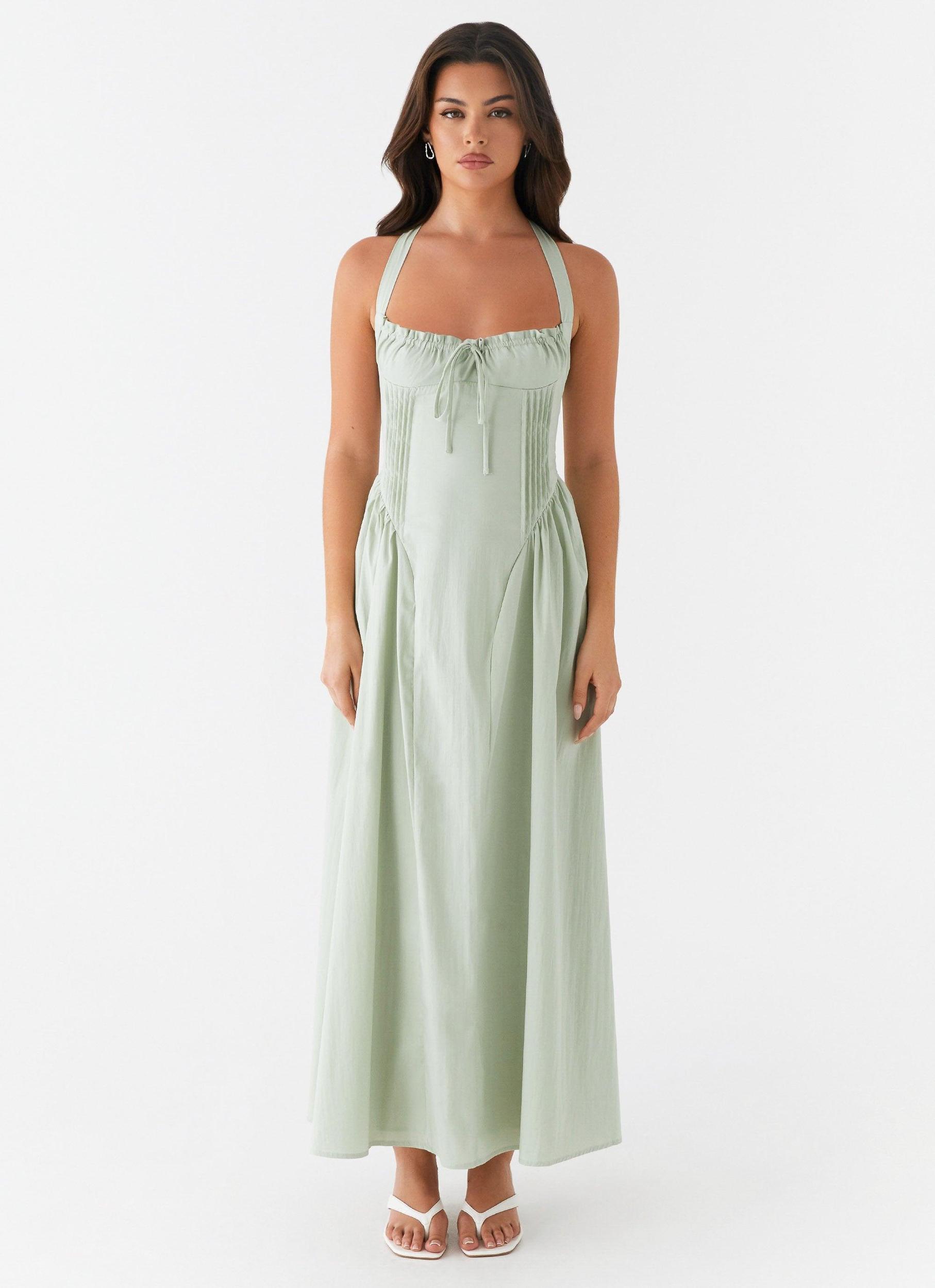 Olenna Halterneck Midi Dress - Sage Product Image