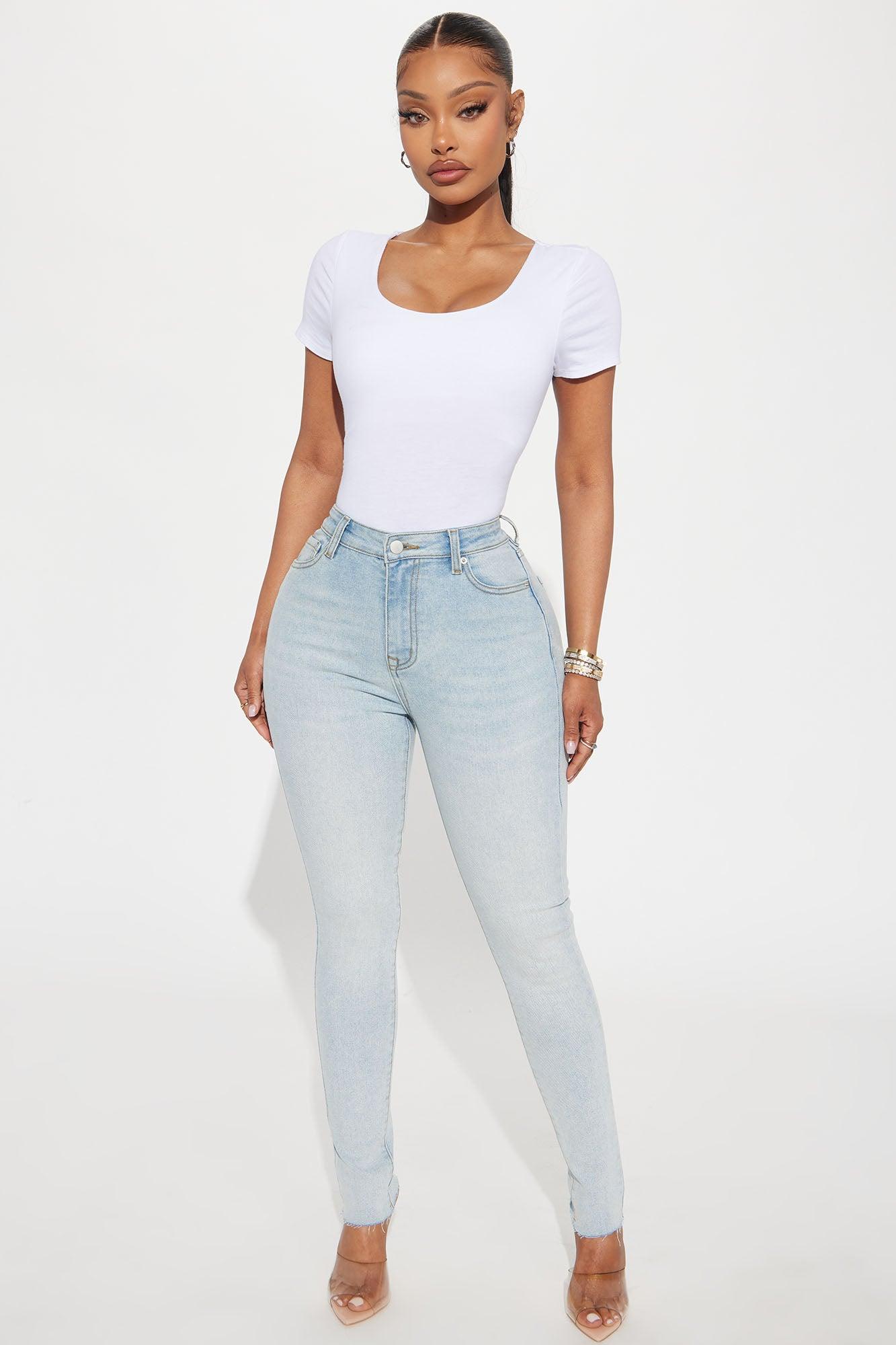 Veronica Double Lined Jersey Bodysuit - White Product Image