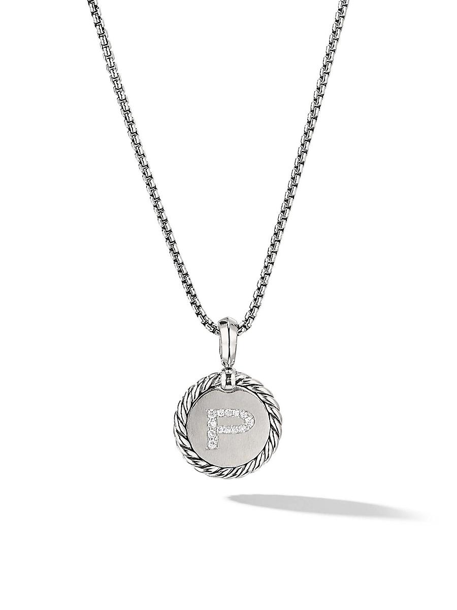 Womens Initial Charm Necklace in Sterling Silver Product Image
