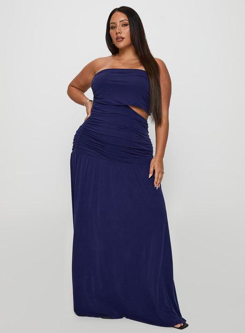 Grandeur Strapless Maxi Dress Navy Curve Product Image