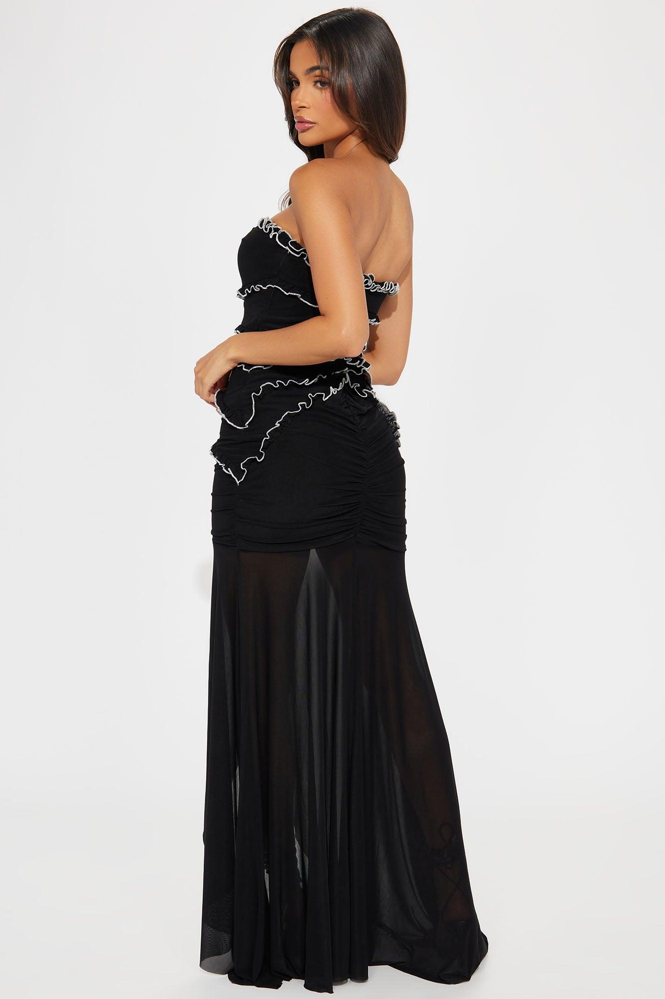 Secret Keeper Mesh Maxi Dress - Black Product Image