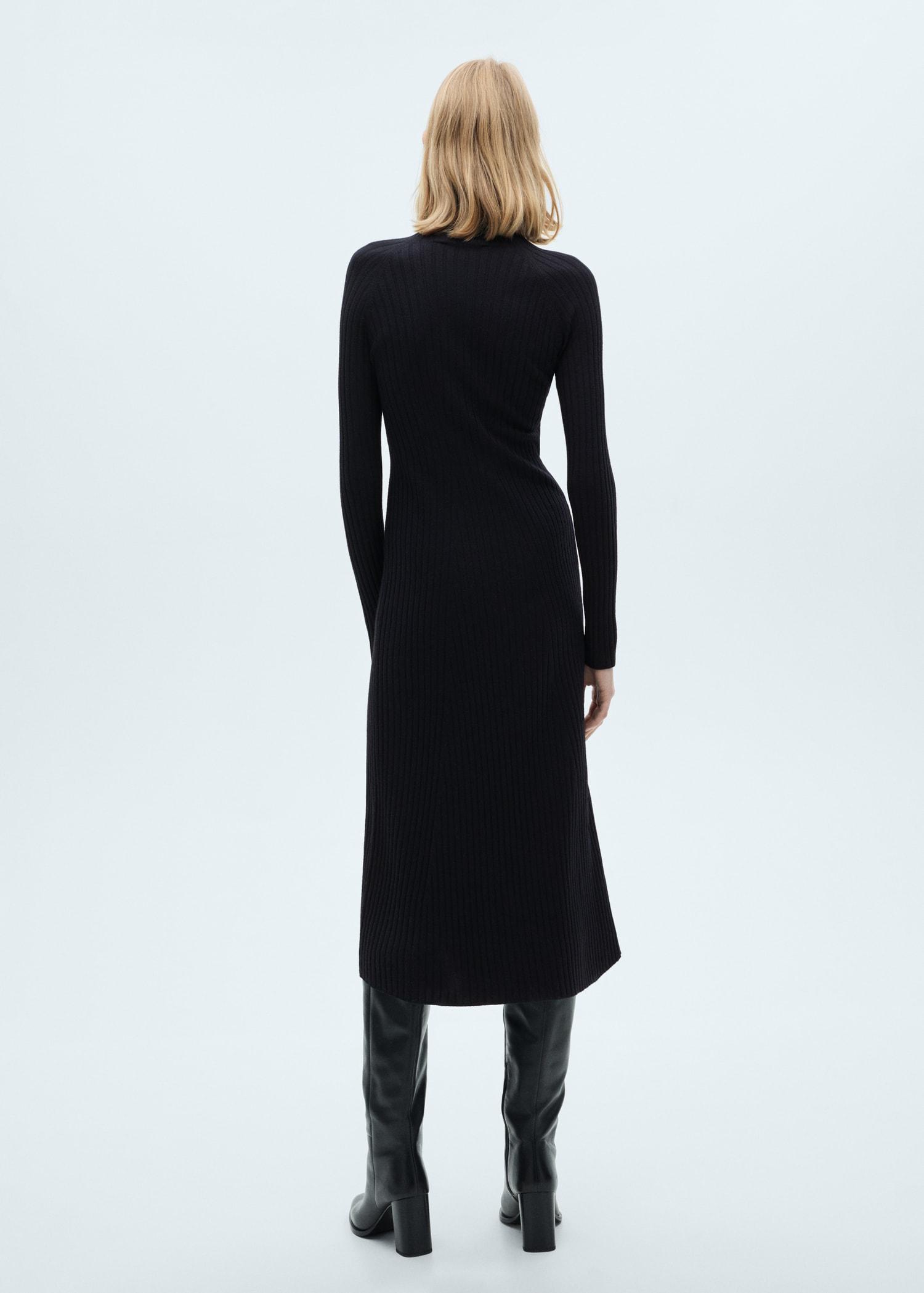 Flared knit dress with perkins collar - Women | MANGO USA Product Image