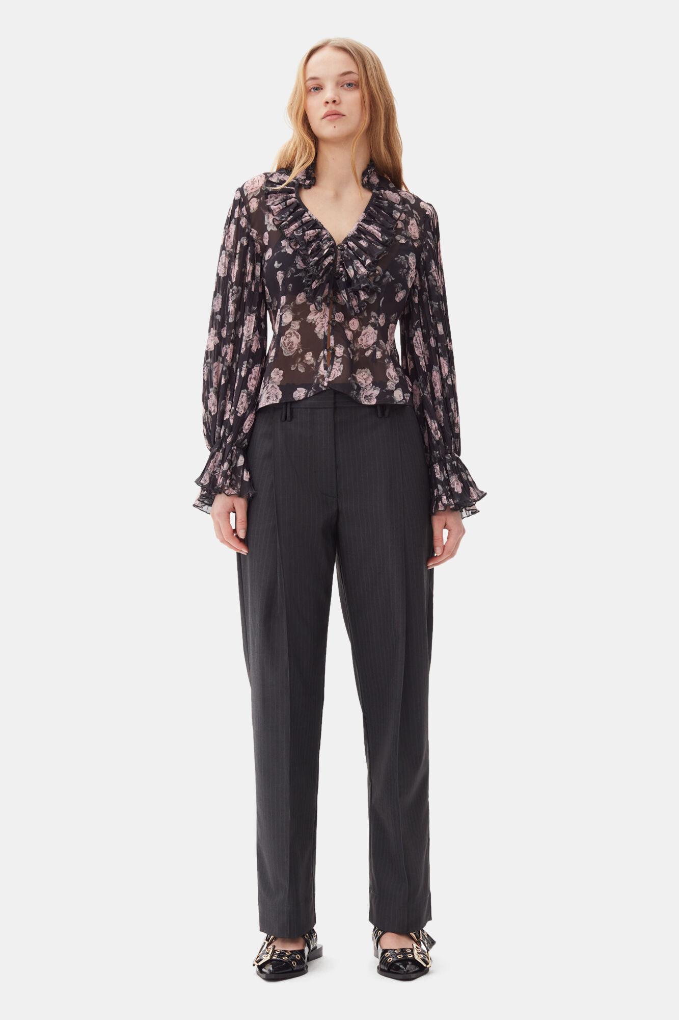 Floral Printed Pleated Georgette Blouse Product Image