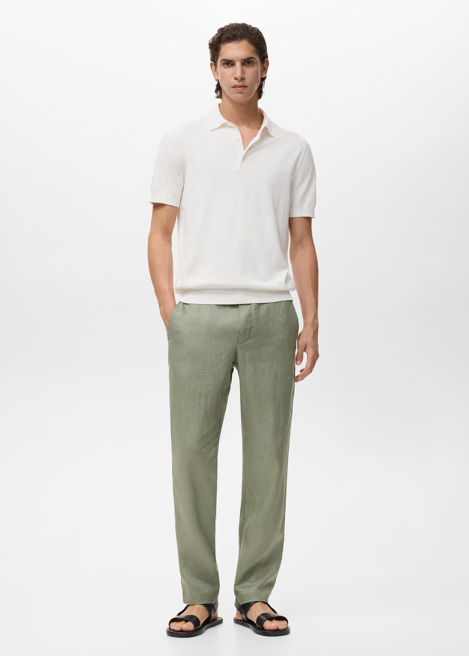 Slim-fit 100% linen pants - Men | MANGO USA Product Image