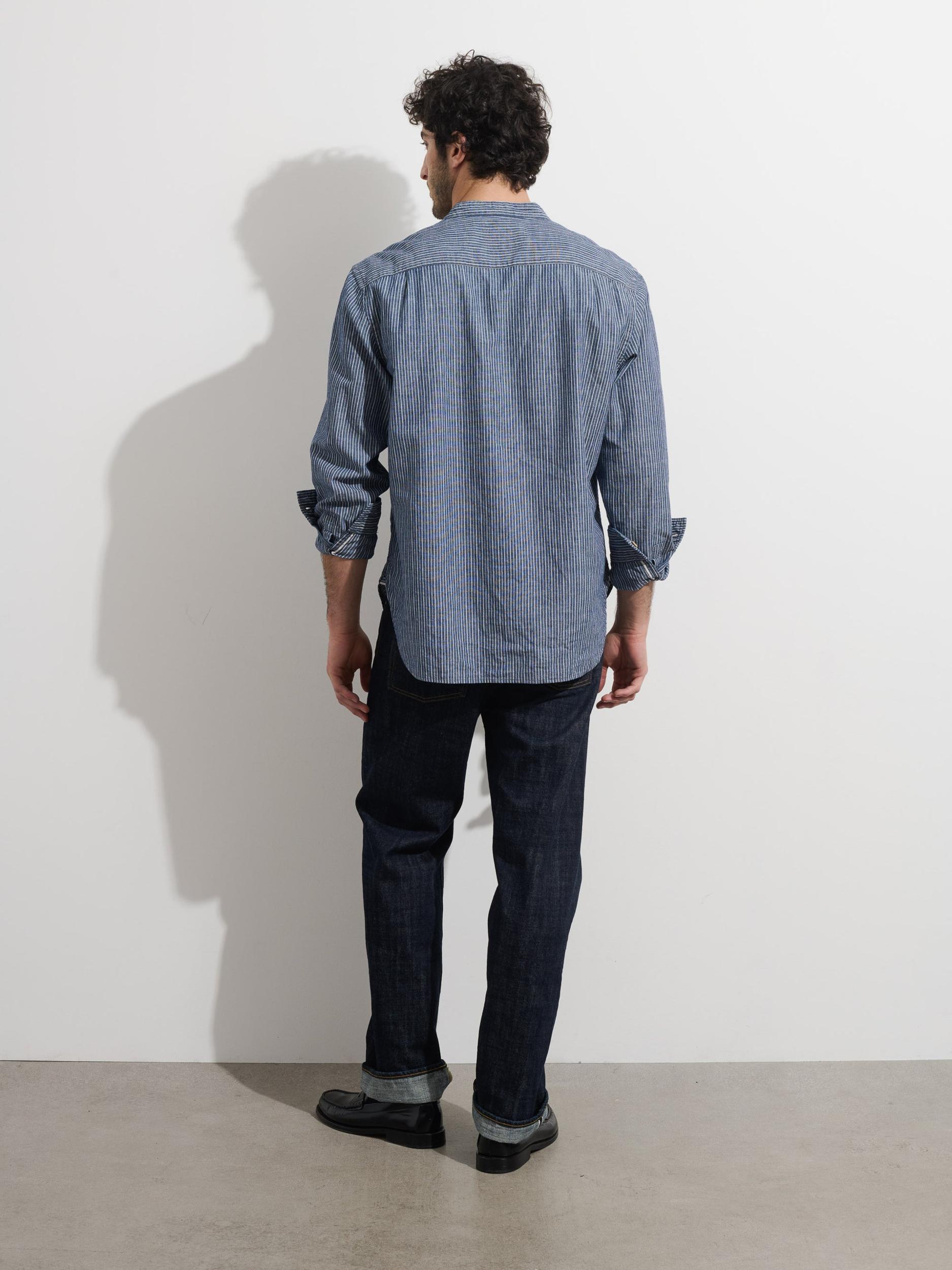 OMNIGOD x Alex Mill Band Collar Shirt in Stripe Product Image