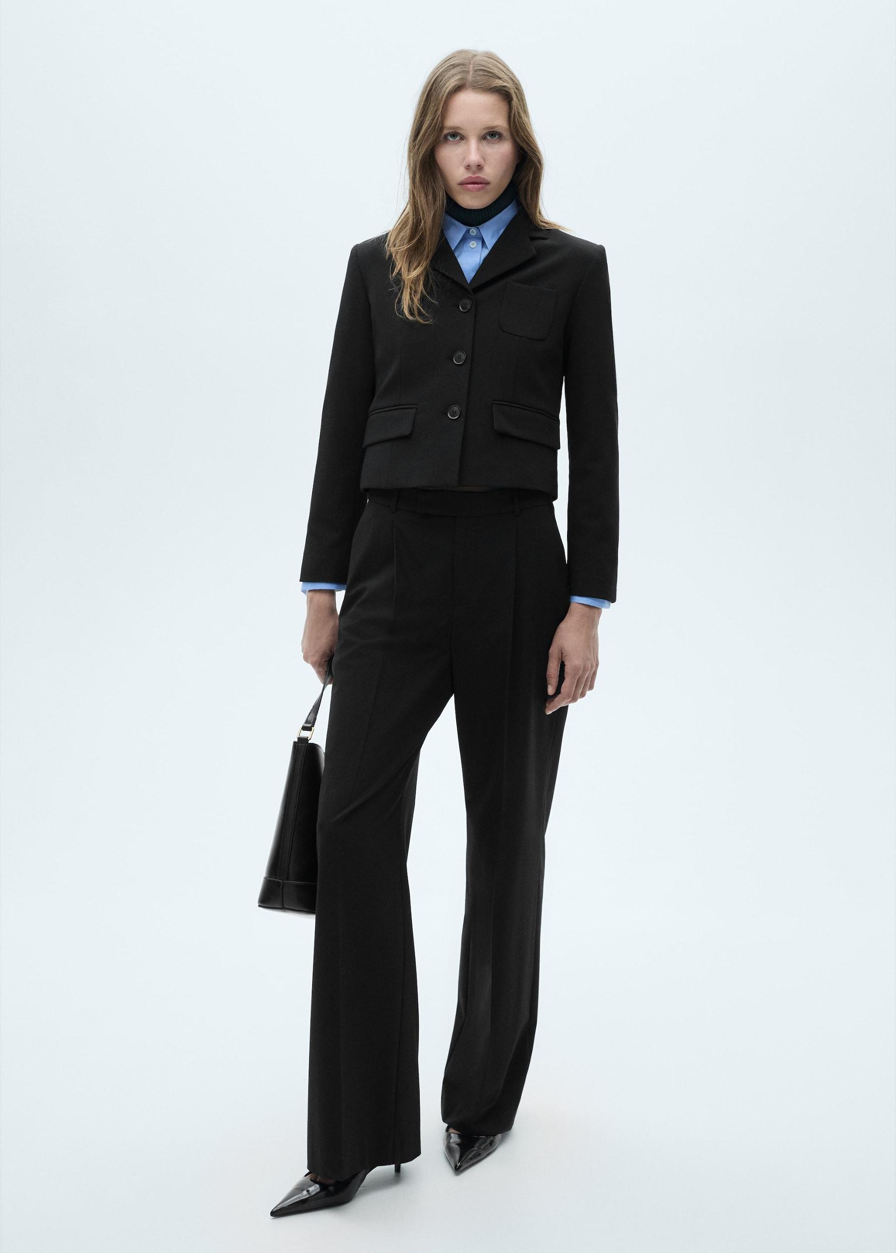 Cropped jacket with buttons - Women | MANGO USA Product Image