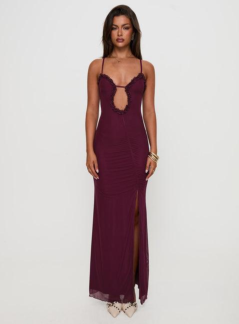 Soulina Ruched Maxi Dress Purple Product Image