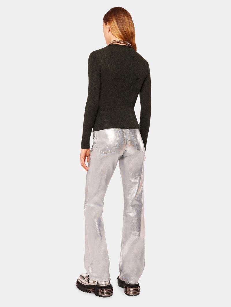 Khaki drapé pression top Product Image