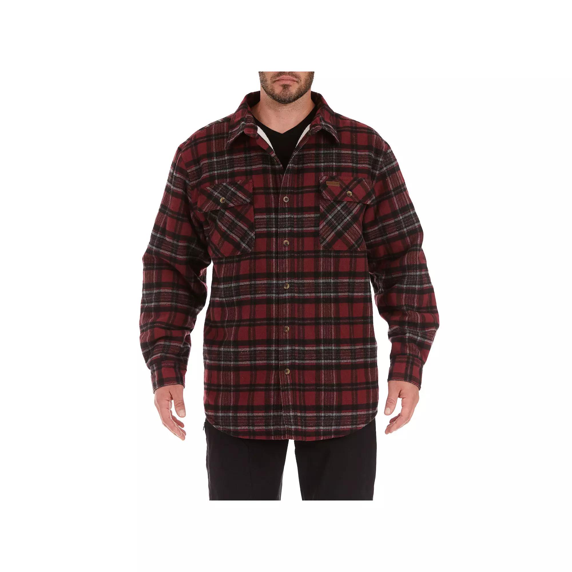 Men's Smith's Workwear Plaid Sherpa-Lined Cotton Flannel Shirt Jacket,  Product Image