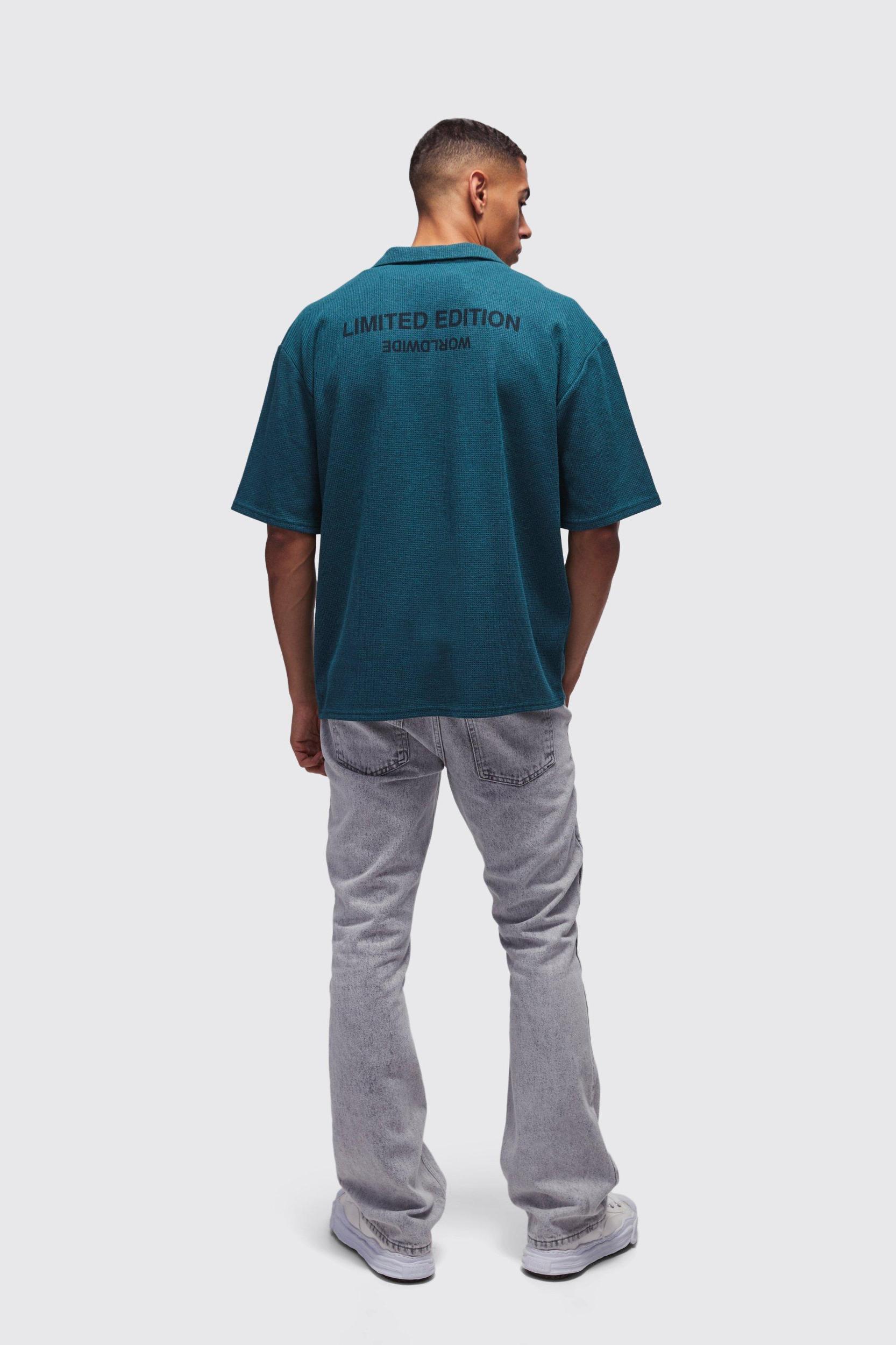 Oversized Waffle Back Printed Shirt | boohooMAN USA Product Image