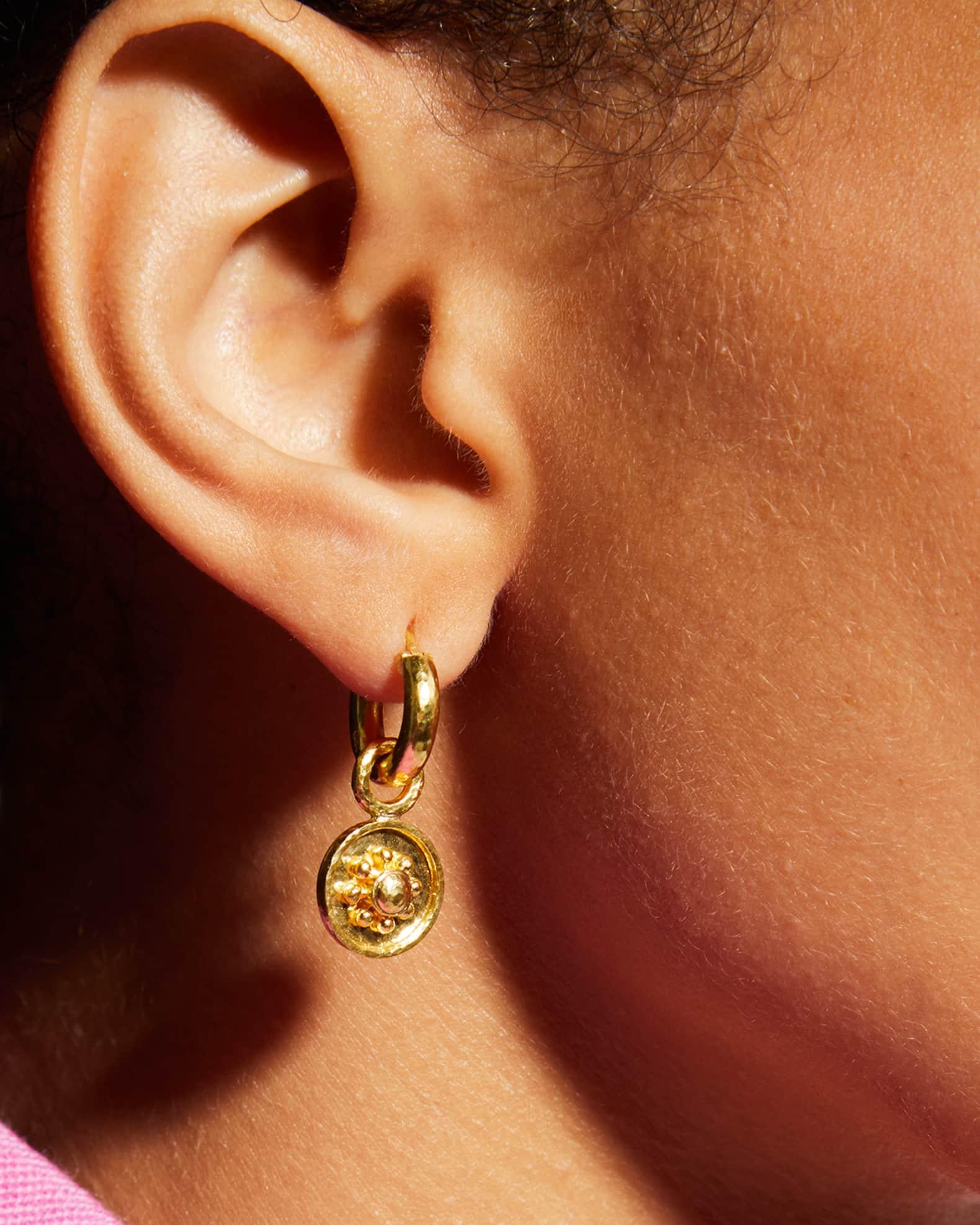 19k Gold Daisy Disc Earring Pendants Product Image