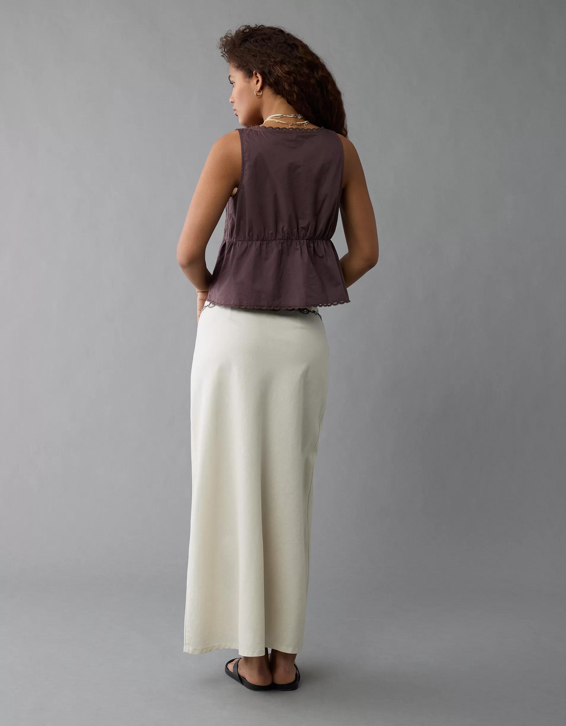 AE Tie Front Scoop Neck Flyaway Tank Top Product Image