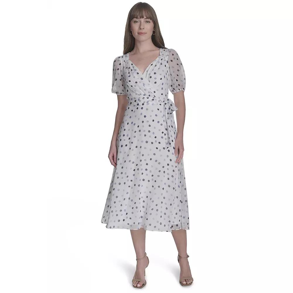 Women's Harper Rose Short Sleeve Surplice Midi Dress, Size: 10, Blue Dot Product Image