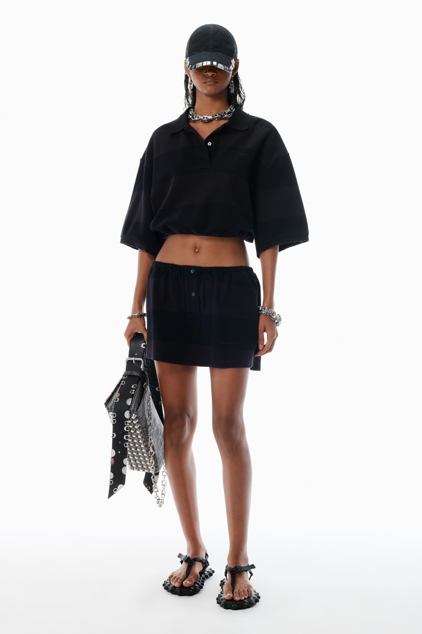 Black Striped Deconstructed Miniskirt Product Image