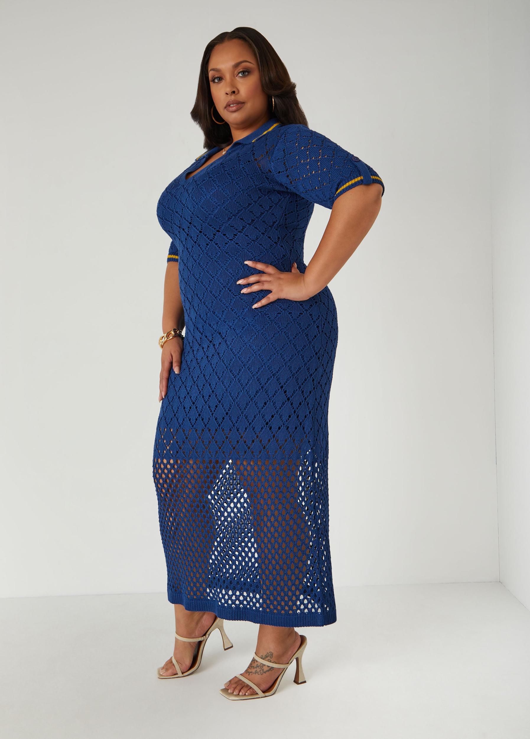 Pointelle Knit Polo Maxi Dress Product Image