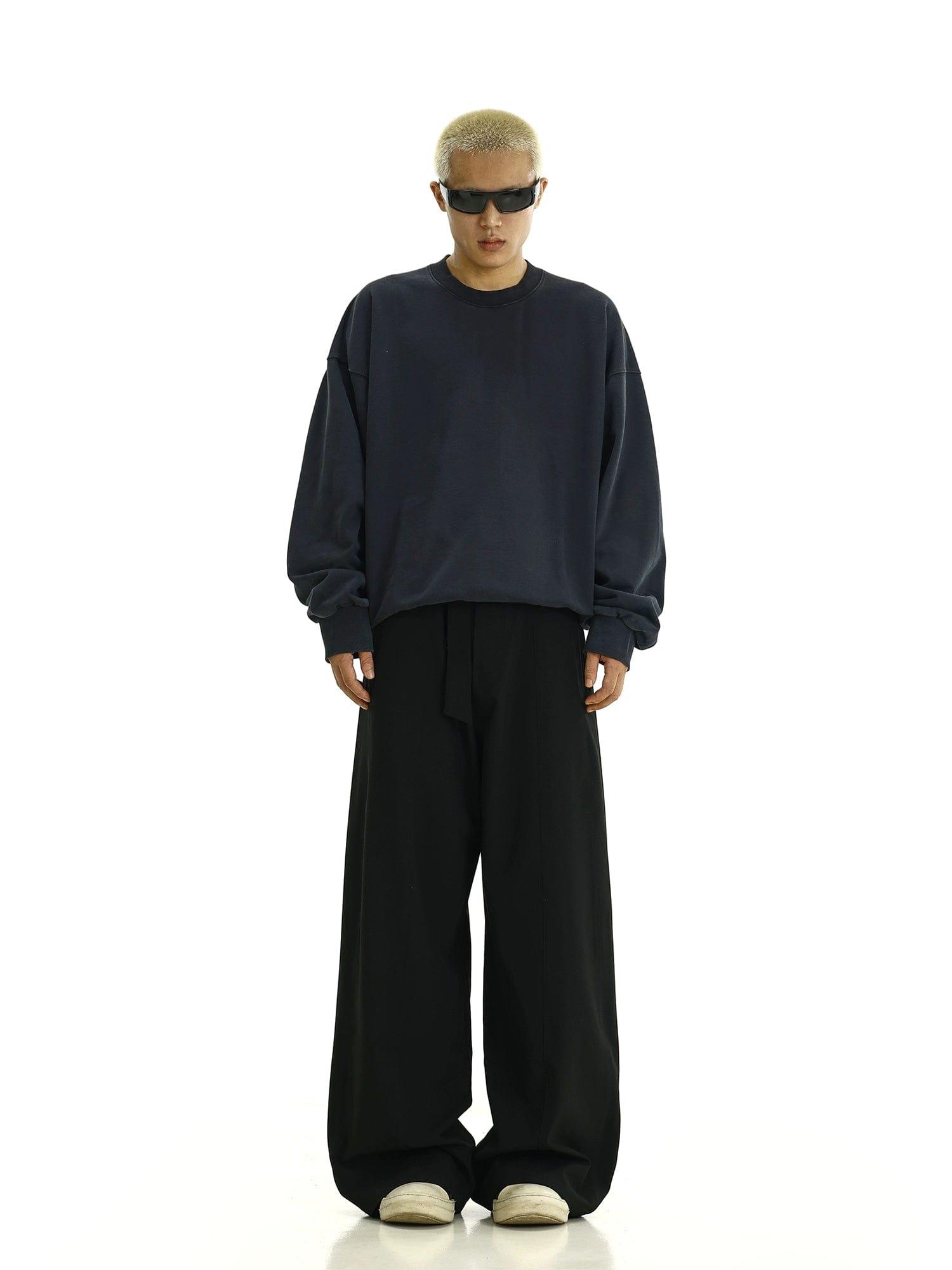 RT No. 11962 BLACK WIDE STRAIGHT PANTS Product Image