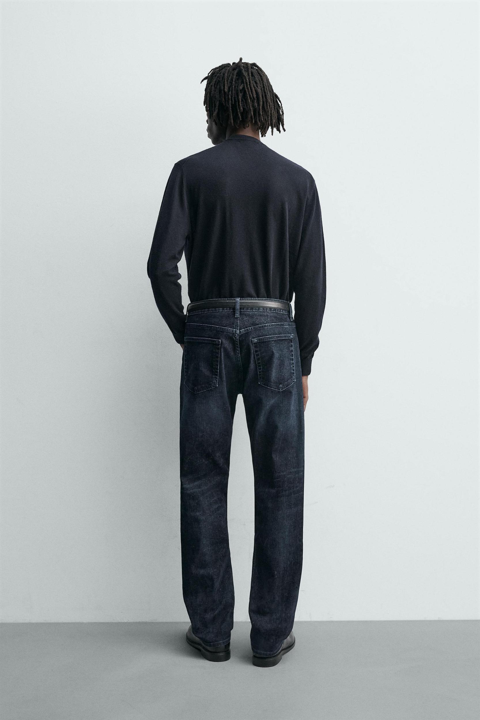 FLOCKED STRAIGHT FIT JEANS Product Image