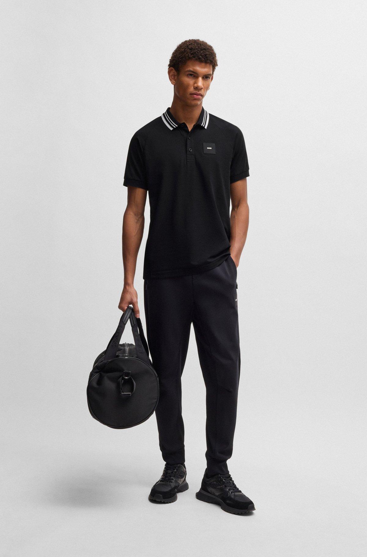 Paddy stretch-cotton polo shirt with striped collar Product Image