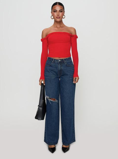 Dusky Long Sleeve Top Red Product Image