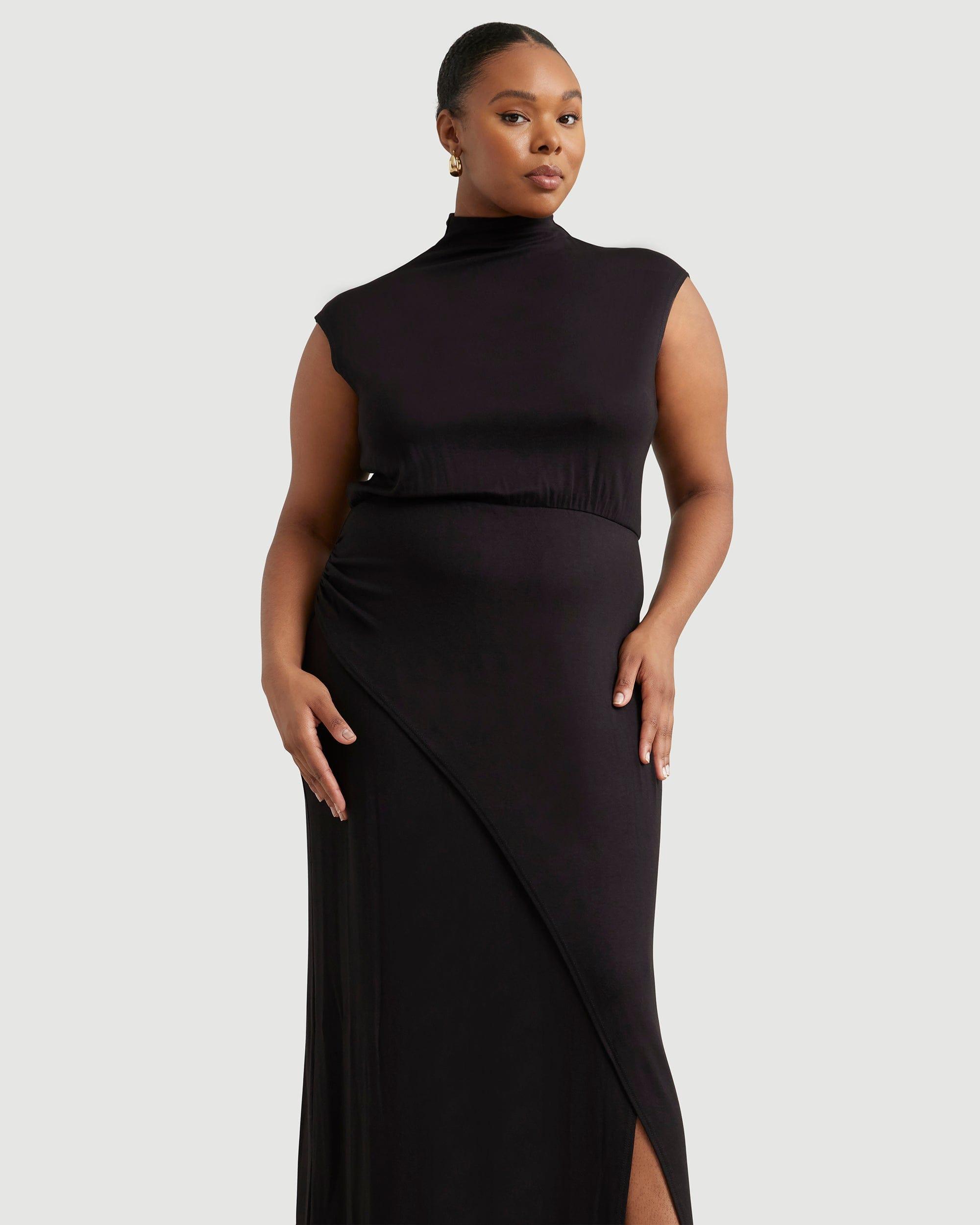 Yimei Mock-Neck Side-Slit Dress Product Image