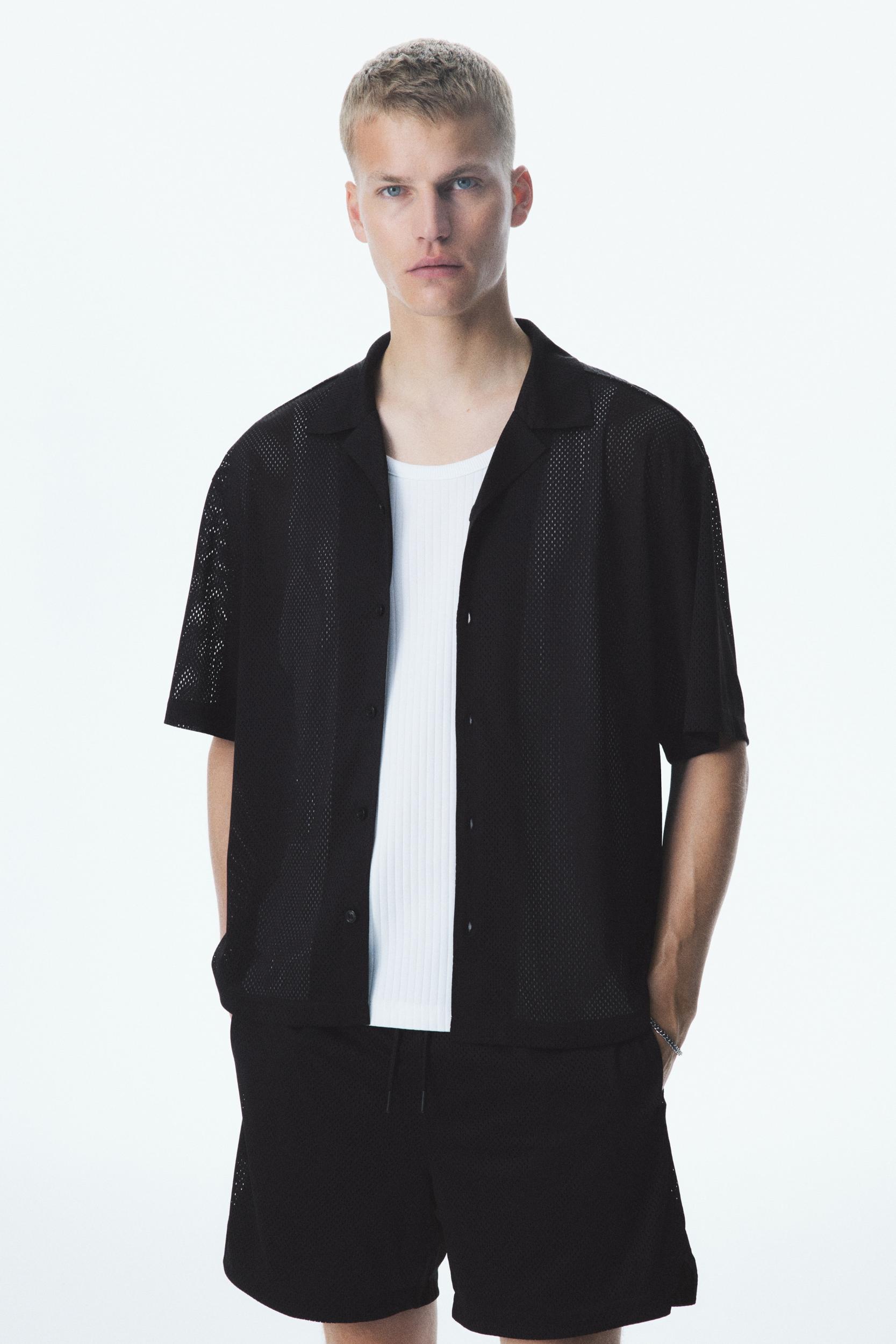 Loose-Fit Mesh Resort Shirt Product Image