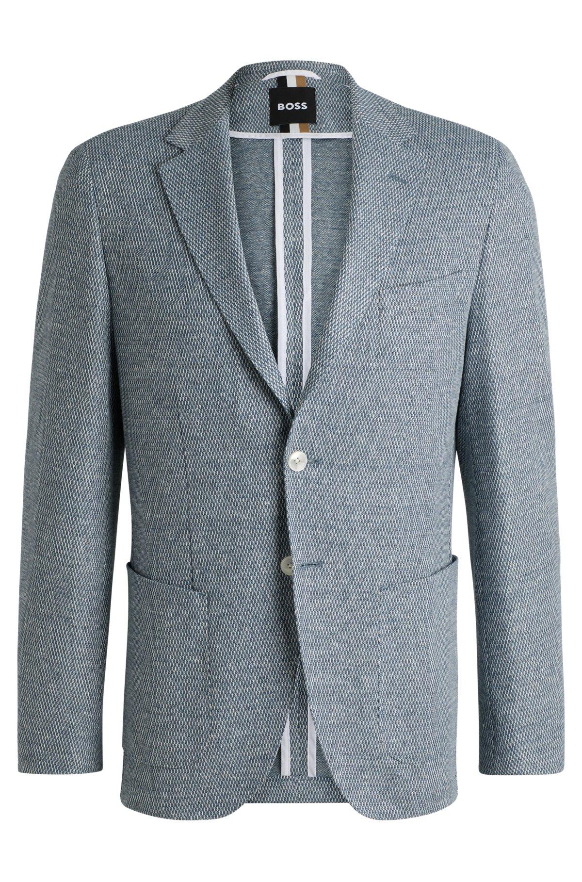 Regular-fit patterned blazer with linen and cotton Product Image