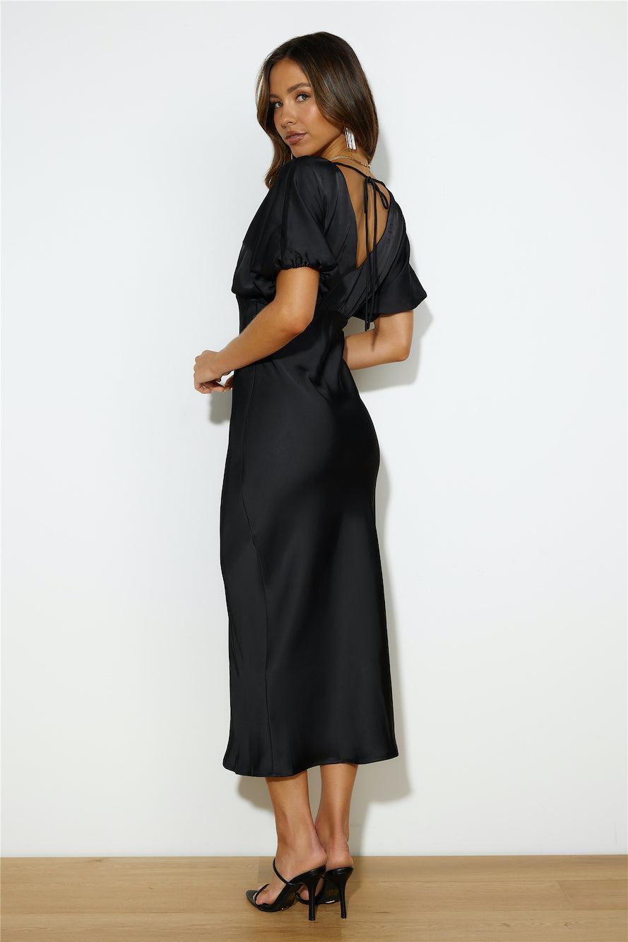 Wedding To Attend Satin Maxi Dress Black Product Image